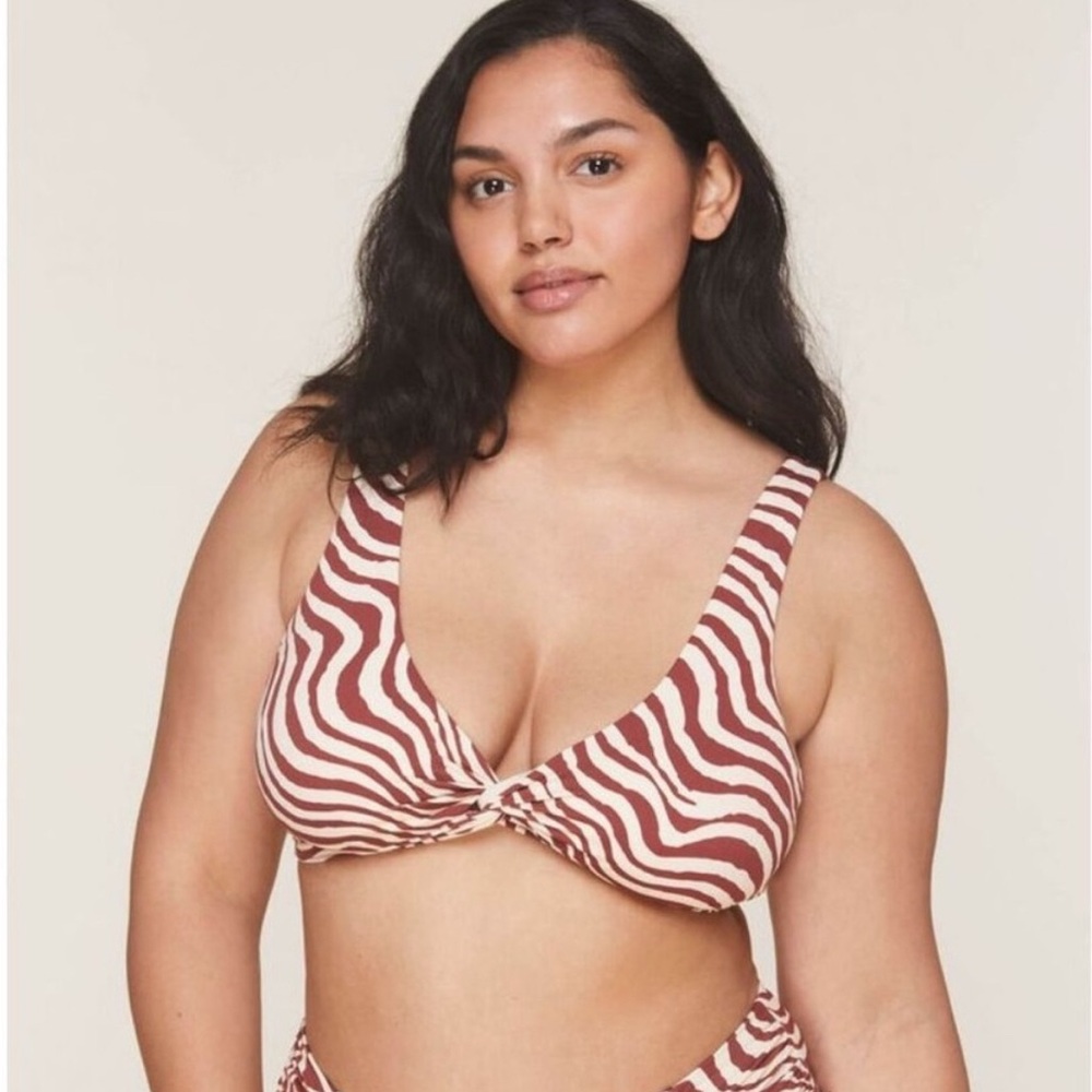 Andie Swim The Portofino Bikini Top Bias Stripe Truffle NWT